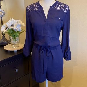 Navy Blue Lace Romper